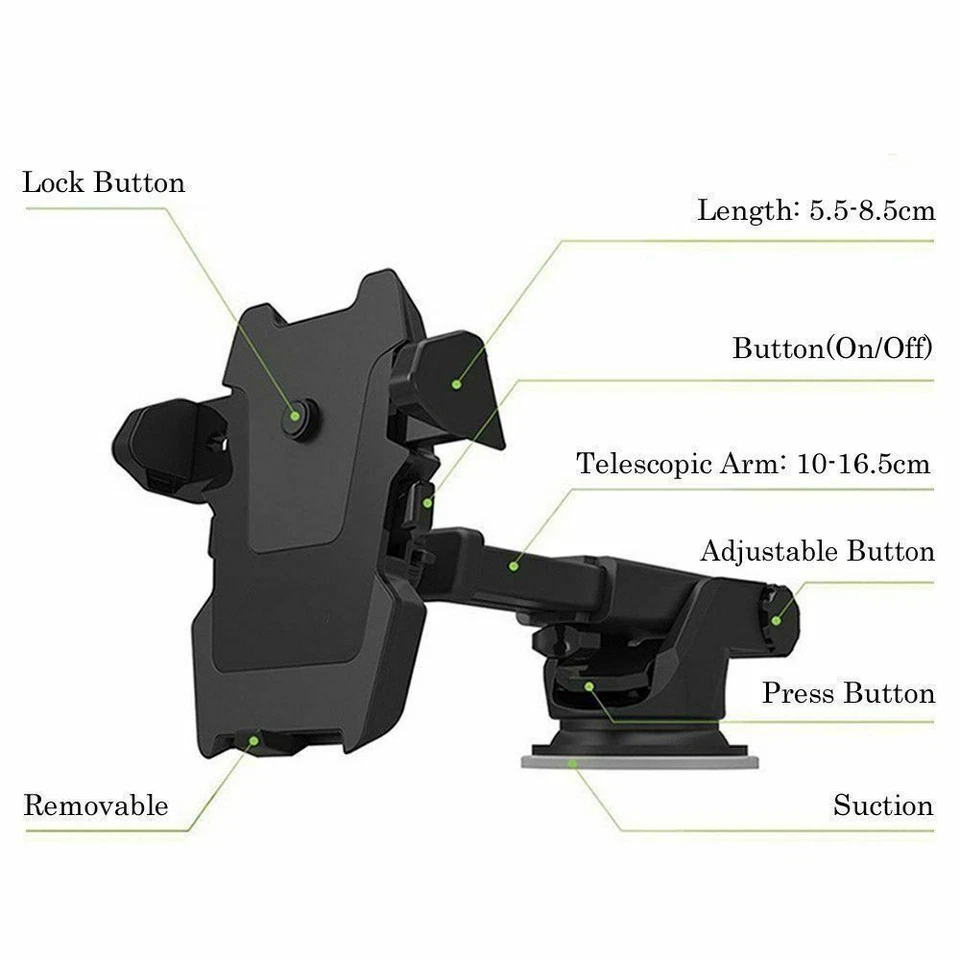 360° Car Windshield Mount Cradle Holder Stand For iPhone Mobile Cell Phone GPS - Image 4 of 4