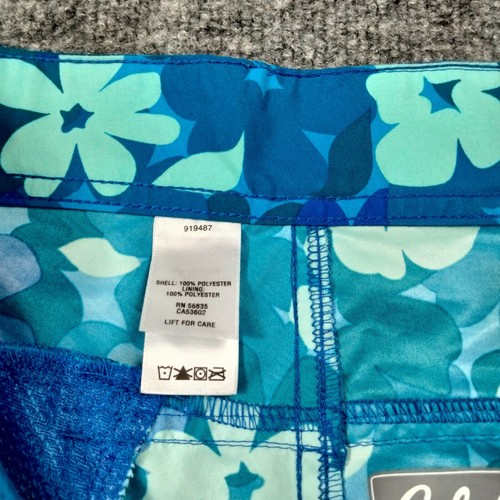 Cabelas Mens Board Shorts Size L Blue Floral Print Swim Zip Pocket Drawstring - Picture 4 of 11