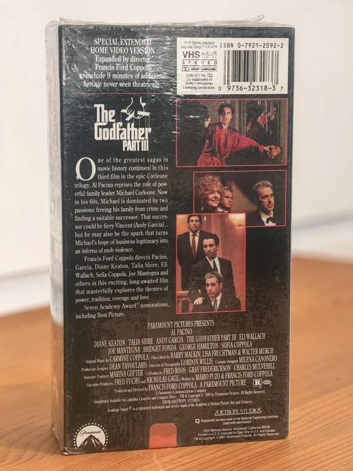 The Godfather Part III Final Director's Cut (Der Pate 3) Al Pacino VHS NEU OVP - Bild 3 von 4
