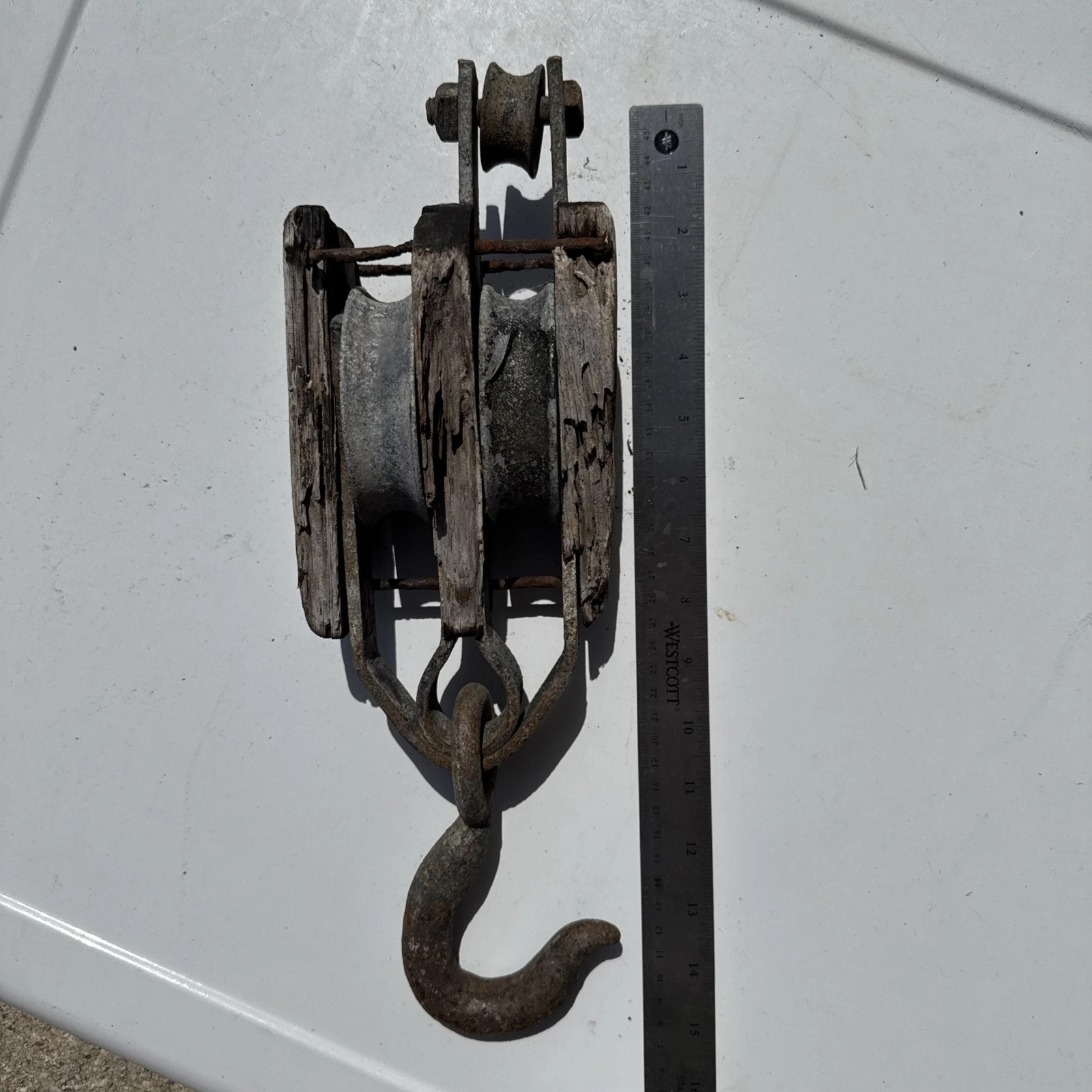 Upton Walton Vintage Double Block & Tackle Pulley Cast Iron