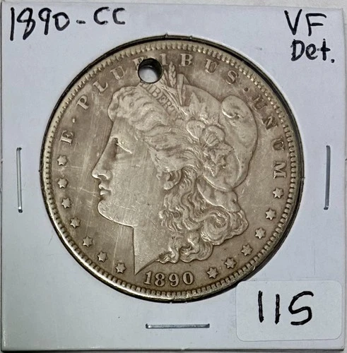 1890-CC Morgan Silver Dollar, VF Details, Holed, Affordable Carson City Morgan!
