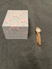 Laura Ashley Crystal Bezel Bracelet Watch Ladies Mini Link Crystal Rose Gold