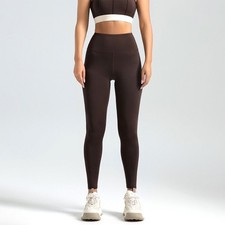 New Coffee Color Women Yoga Sports Leggings Size XL High Rise 25" Pant