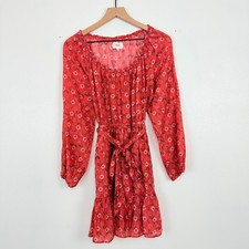 Xirena Jia Floral Mini Dress XS Coral Blush Silk Cotton Tiered Ruffle Feminine