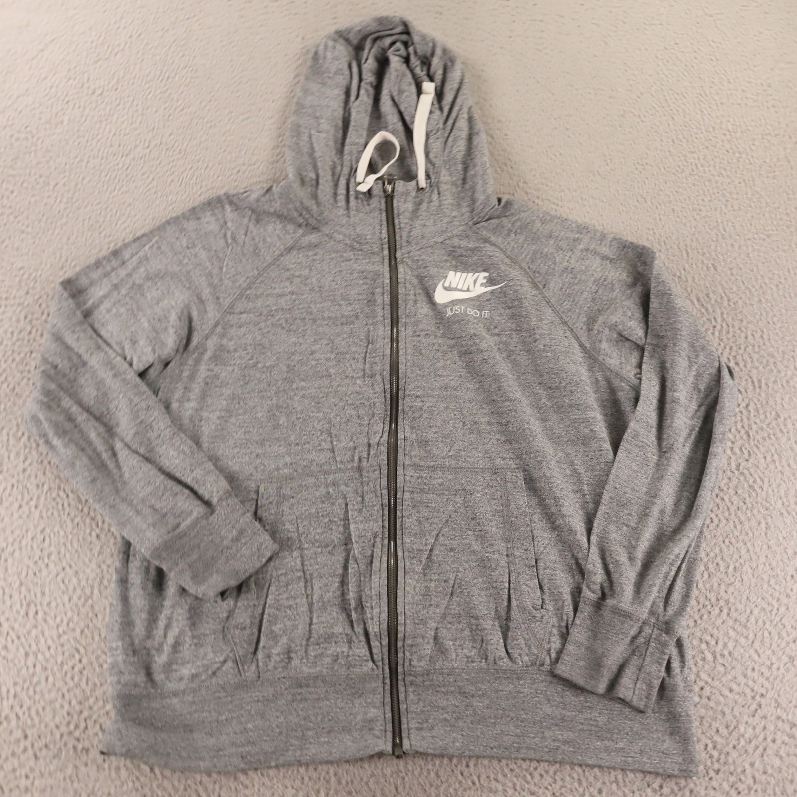 SACAI X NIKE Nike Felpa con Cappuccio Donna Full Zip Hoodie Jacket Taglie Forti 1X Grigio Just Do It Logo