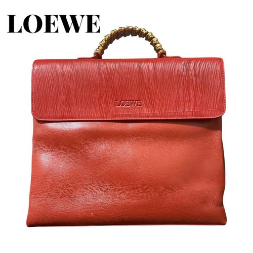 LOEWE Velázquez Leather 2 Way One Handle Hand Shoulder bag Terracotta Red Gold