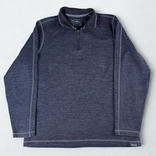 Eddie Bauer 1/4 Zip Pullover Mens L Navy Casual Lightweight Knit Stretch Comfy