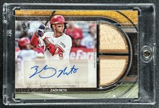 ZACH NETO 2025 TOPPS MUSEUM COLL SIGNATURE SWATCHES DUAL BAT RELIC AUTO 100/299