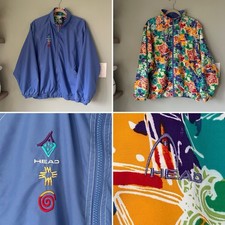 Vintage 90s HEAD Abstract Print Women  s L Jacket Reversible Tennis Pickleball