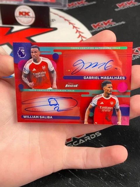 2026 Topps Finest Premier League Dual Auto Gabriel Magalhães Saliba Arsenal #4/5