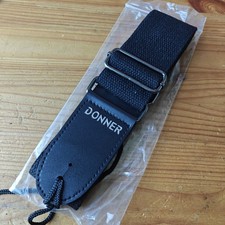 New Donner Deluxe Nylon Electric Bass Acou Guitar Strap Black With Metal Buckles