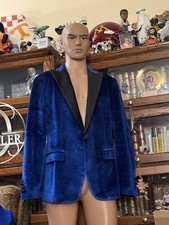COOFANDY Mens Velvet Blazer Blue Single Button Lapel Tuxedo Jacket Medium NEW