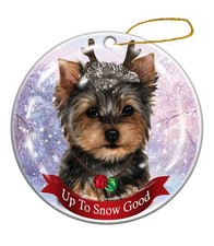 Holiday Pet Gifts Yorkshire Terrier Yorkie Porcelain Christmas Ornament
