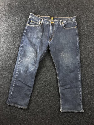 Lee Jeans Mens 42 Blue Denim Straight Leg Stretch Faded Casual Workwear Classic