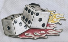 COOL FLAMING DICE GAMBLING BELT BUCKLE PEWTER  ENAMEL, Great American Products