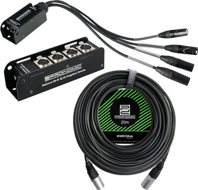 Pronomic NetCore SB-3F SP-3M 20m Multicore XLR RJ45 Stagebox CAT5e Netzwerk Set