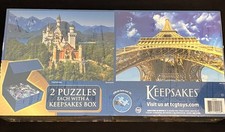 2 Sure Lox Keepsakes 500 Piece Puzzles Eiffel Tower / Neuschwanstein Castle NIOB