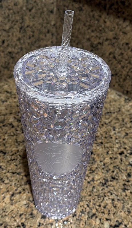 Starbucks 2024 Holiday Gem Crystal Clear Jeweled Iridescent Cold Tumbler 24oz