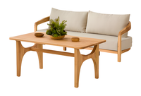 3-Sitzer Sofa Beige Holz Textil Modern
