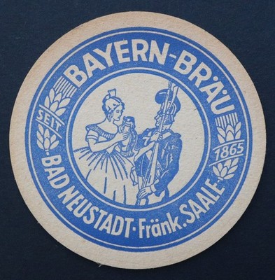 Old beer souser BAYERN BRAU Bad Neustadt Saale beermat beer deckel Vk 23