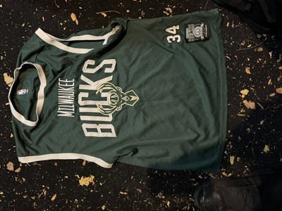 NBA Milwaulkee Bucks #34 Giannis Antetokounmpo Green Jersey Sz Large (H3)