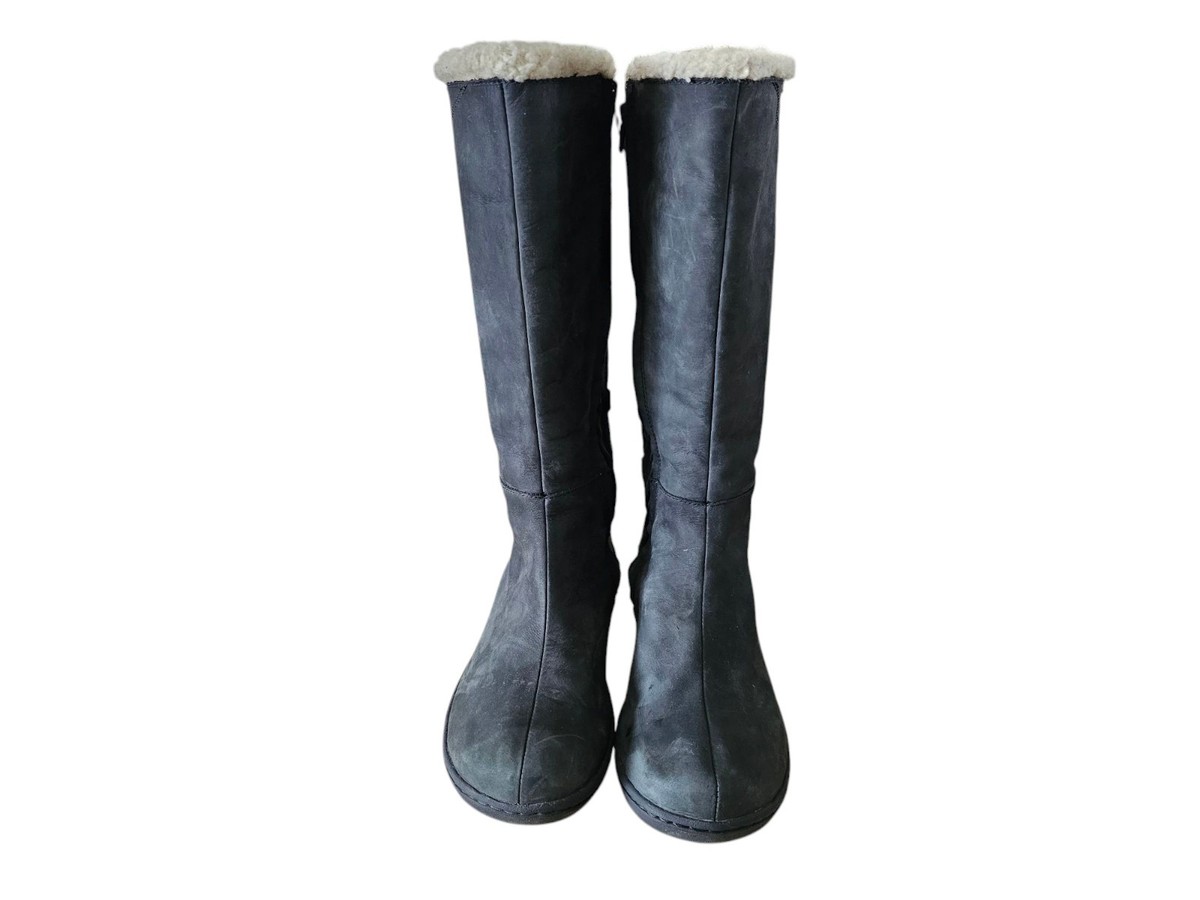 Teva Women Figueroa Black Nubuck Faux Fur Lined Knee Boots sz