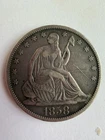 1858-O U.S. Liberty Seated Silver Half Dollar - See Pics