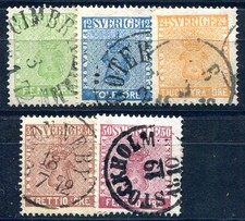 SCHWEDEN 1858 7,9-12 gestempelt TEILSATZ WAPPEN SEHR SCH&Ouml;N 180&euro;(F6662