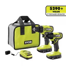RYOBI ONE+ 18V Cordless 2-Tool Combo Kit with Drill/Driver Impact Driver (2)
