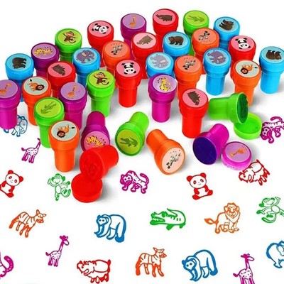 Kinder Stempel Set mit Tier, Obst, Smiley, Rund, Mehrfarbig Kreativ Spielzeug