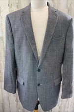 Lauren Ralph Lauren Wool Blazer Jacket Sport Coat 44L Black Herringbone Flaw