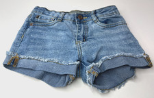 Lucky Brand Riley Denim Jean Cut Off Shorts Size 7 Distressed Adjustable Waist