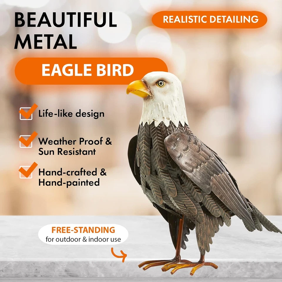 Bald Eagle Metal Garden Bird, Yard Sculpture Art- Large Statue Realistic Standin - Image 2 of 4