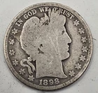 1898-O  (.3617 OZ SILVER) Barber Silver Half Dollar  *SILVER*