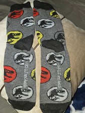 Jurassic Park Themed Crew Socks with Dinosaur Logos