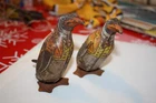 lot of 2 Antique Original J. Chein tin litho toy wind up Penguins