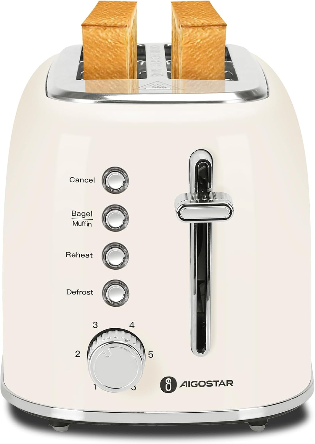 Tostapane Vintage 2 Fette: Fessure Extra Larghe e Funzione Bagel per Toast