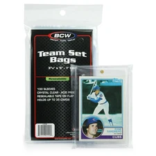 BCW Resealable Team Set Bags 1 Pack of 100 Sleeves Holds Up to 35 Cards  