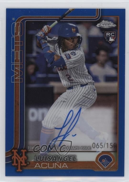 2025 Topps Chrome Rookie Blue Refractor 65/150 Luisangel Acuna Acuña Auto RC yl0