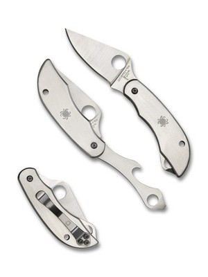 Spyderco Clipitool Folding Knife C175P - Plain Edge Blade - Bottle Opener
