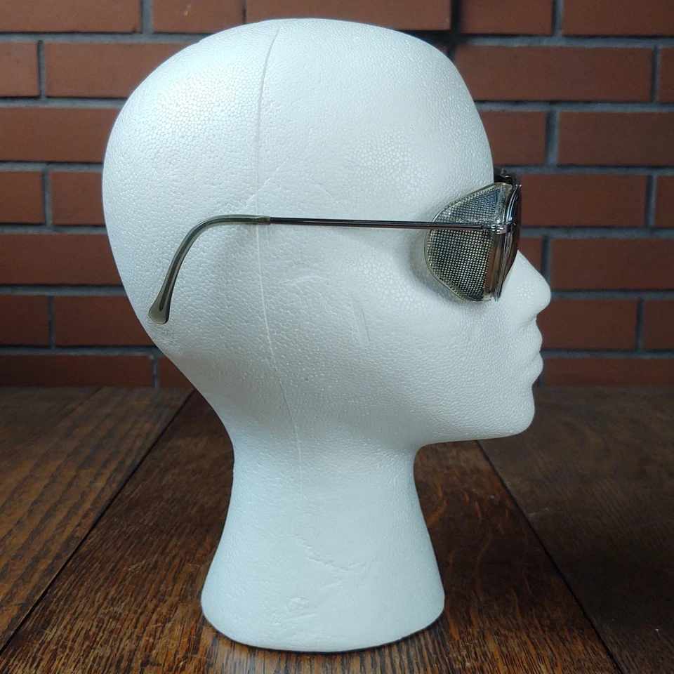 Óculos de segurança vintage anos 50 AO malha escudo lateral Z87 6 1/4 lentes amarelas steampunk  - Imagem 3 de 4