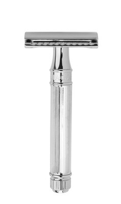 EDWIN JAGGER DE89LBL Chrome Lined Double Edge Safety Razor FREE BLADE