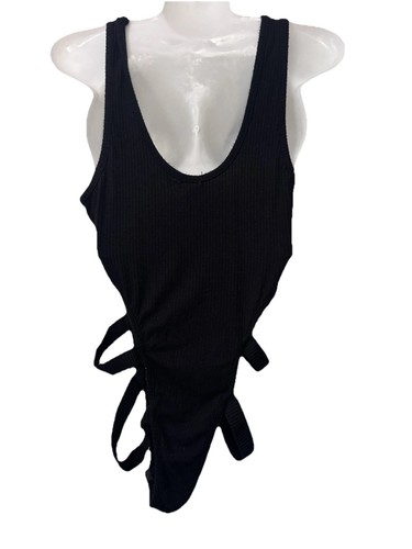 Body Bozzolo nero con spalline elastiche chiusura a scatto costine morbido rayon large - Foto 4 di 8