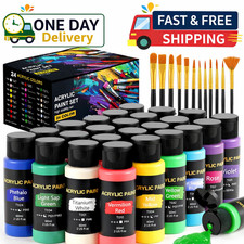 TMOL Acrylic Paint Set, 24 Colors 2 oz/Bottle with 12 Art Brushes, Art Supplie