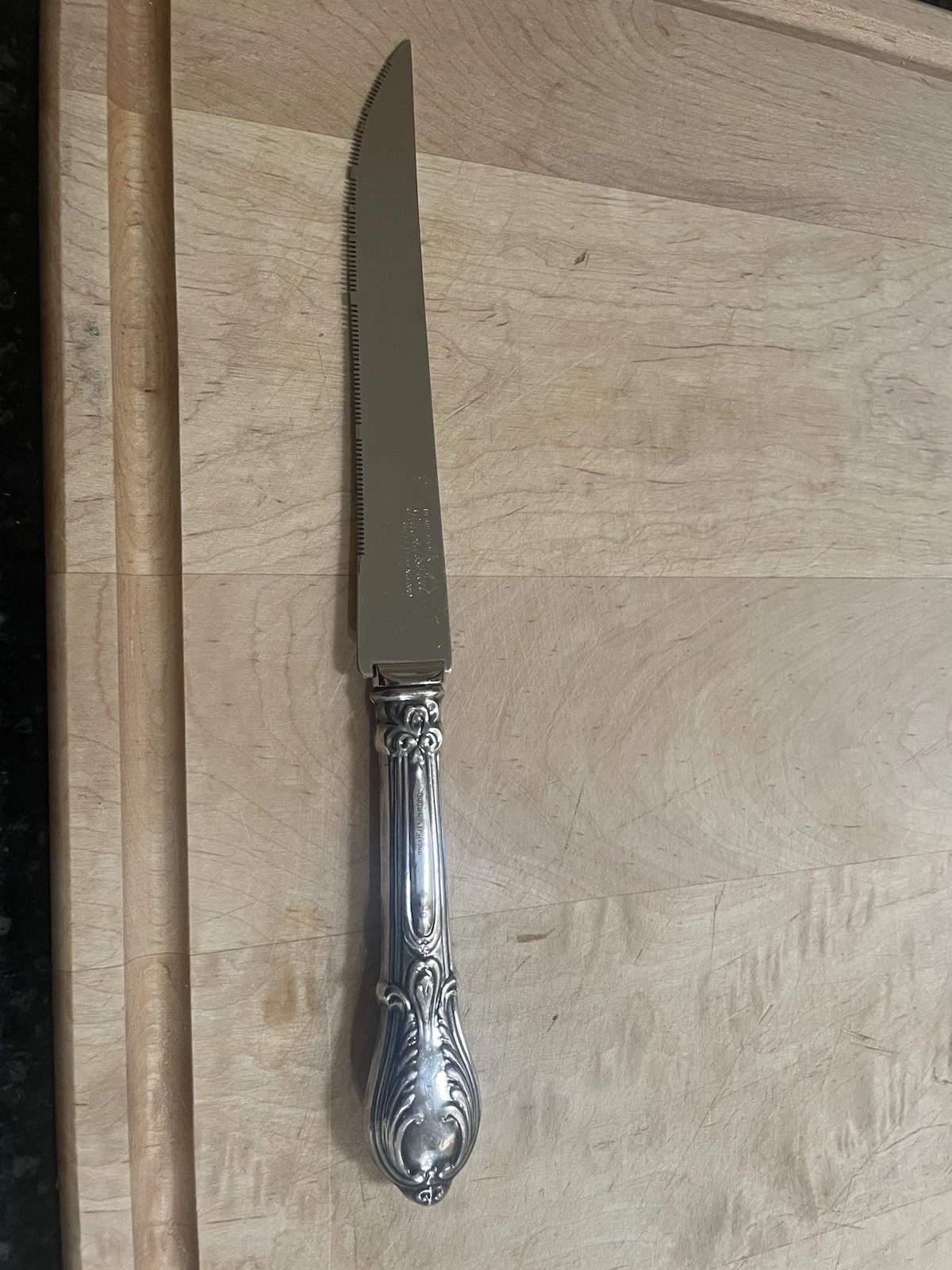Vintage Crown Sterling Serrated Knife Sterling Handle & Sheffield England Blade