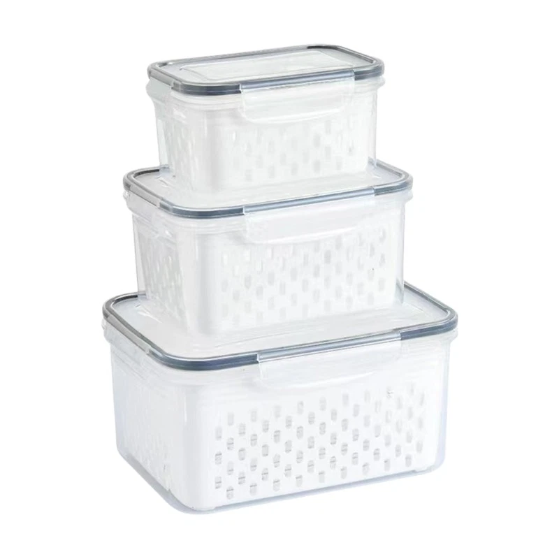 3pcs Multipurpose Plastic Holders Ventilated Container For Refrigerator