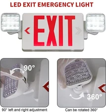 UL List- 1 Pack Red Emergency Exit Signs with Lights Battery Backup for Home.