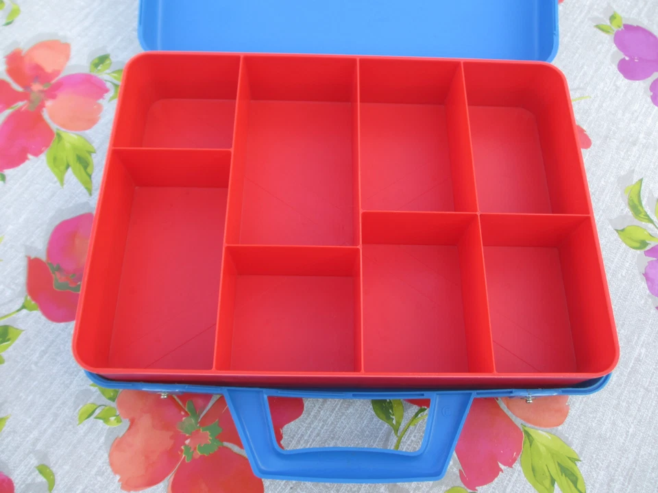 Lego Sortierkasten Sortierbox Sammelkoffer blau Innenteil rot 70er (230224X) - Bild 2 von 3