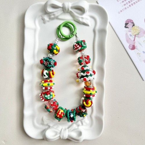 Christmas Bag Pendant Keychain Double Chain Phone Lanyard Mobile Phone Strap - Photo 15 sur 21