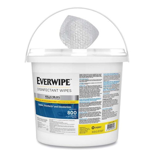 Legacy Everwipe Disinfectant Wipes, 6 x 8, 800/Dispenser Bucket, 2 Buckets/Carto